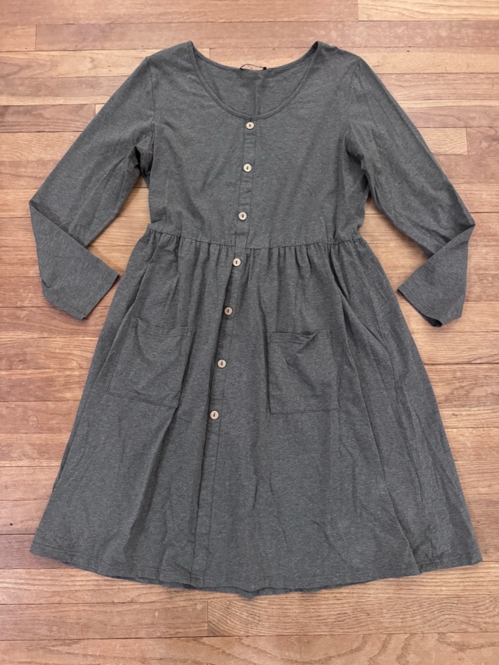 OUGES Women's Gray Knee Length A-Line Button Front Dress - Size XXL
 b93